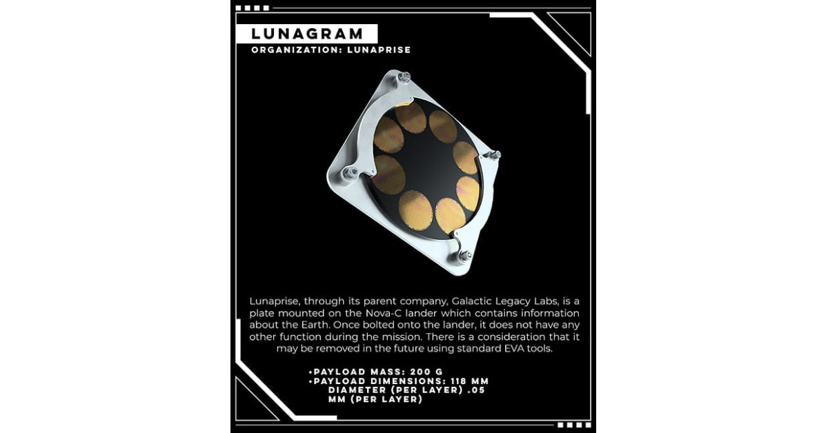 Galactic Legacy Labs Announces Historic Lunaprise Payload in Moon Landing: A Time Capsule of Humanity