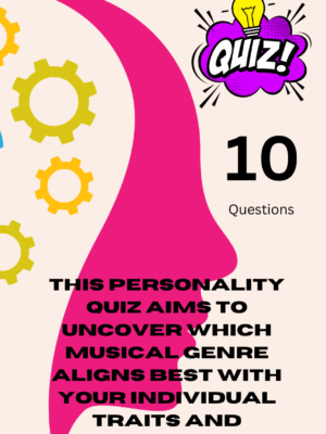 Musical Genre Personality Quiz! Music has the remarkable ability to reflect and resonate with our unique personalities. This quiz aims to uncover which musical genre aligns best with your individual traits and preferences. Answer the following questions honestly to discover the genre that speaks to your soul.