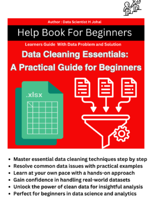 "Data Cleaning Essentials: A Practical Guide for Beginners" is designed to provide a comprehensive introduction to the fundamental concepts and techniques of data cleaning for individuals new to data analysis and data science. This ebook aims to equip beginners with essential skills to preprocess and clean datasets effectively, ensuring data quality and reliability for further analysis. Here's a description of what the ebook covers: Introduction to Data Cleaning: The ebook starts with an overview of the importance of data cleaning in the data analysis workflow. It explains why cleaning raw datasets is crucial for obtaining accurate and meaningful insights. Common Data Issues: It covers various common data issues encountered in real-world datasets, such as missing values, duplicate entries, invalid formats (e.g., dates), outliers, and inconsistent data types. Hands-On Techniques: The ebook provides practical, step-by-step guidance on how to address these data issues using Python and pandas, a popular data manipulation library. Readers will learn how to handle missing data, remove duplicates, convert data types, and manage outliers effectively. Data Transformation and Standardization: It explores techniques for transforming and standardizing data, including converting categorical variables, formatting dates, and scaling numerical values. Best Practices and Tips: The ebook includes best practices, tips, and pitfalls to avoid when cleaning data. It emphasizes the importance of maintaining data integrity and transparency throughout the cleaning process. Real-World Examples and Exercises: Readers will encounter real-world examples and datasets within the ebook, allowing them to apply learned concepts directly and reinforce their understanding through practical exercises. Self-Paced Learning: The ebook is structured to facilitate self-paced learning, making it accessible and approachable for beginners. Each chapter builds upon the previous one, gradually increasing in complexity and depth. Preparation for Data Analysis: By the end of the ebook, readers will have gained essential skills and confidence in data cleaning, enabling them to prepare clean, reliable datasets ready for analysis and modeling. In summary, "Data Cleaning Essentials: A Practical Guide for Beginners" serves as a foundational resource for individuals seeking to master the essential techniques of data cleaning. It empowers beginners with the knowledge and tools necessary to handle and preprocess datasets effectively, setting the stage for successful data analysis and exploration.