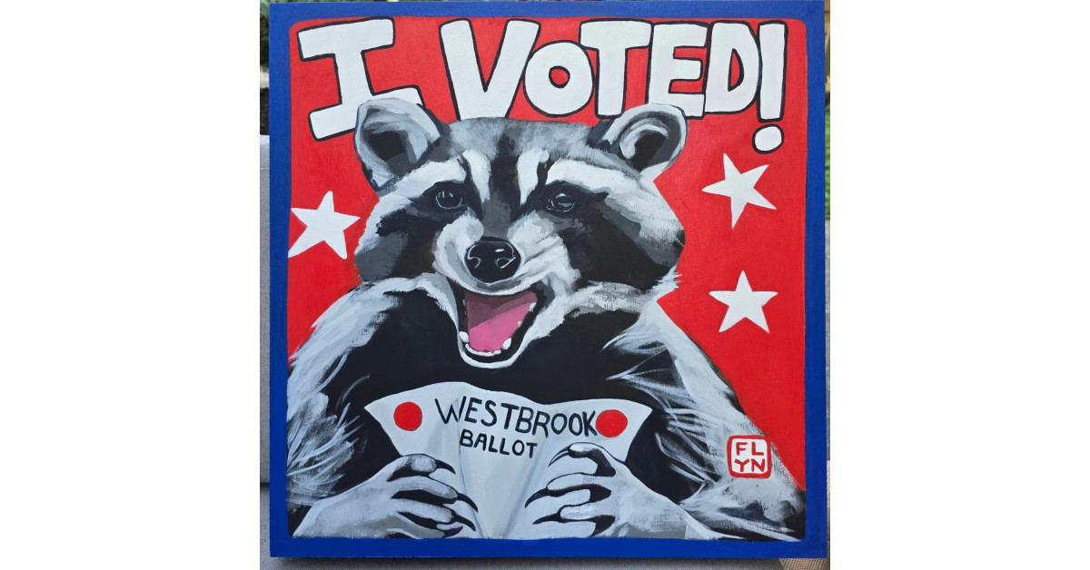 FLYN Art Partners With the City of Westbrook, Maine to Create Unique Racoon ‘I Voted’ Stickers for Election Day