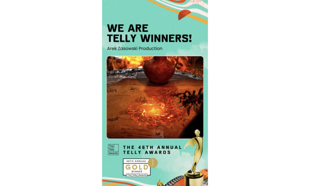 Arek Zasowski Wins Gold Telly Award for Best 3D Animation in Film & Shorts