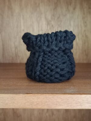 Hand‑Knitted Tech Pod Set — Rib‑Top | Pouch + Charm + Cord