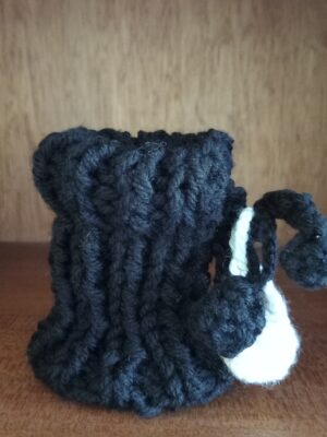 Hand‑Knitted Mini Pod — Black & White Accent