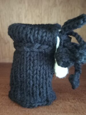 Hand‑Knitted Tech Pod — Black Rib‑Top