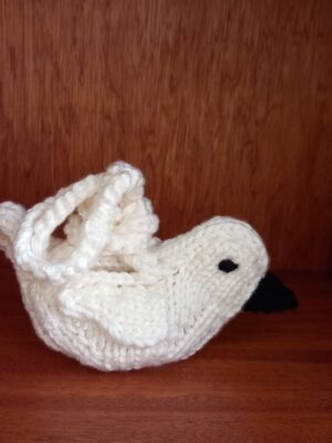 Hand‑Knitted Swan Mini Bag — 3″ × 5″