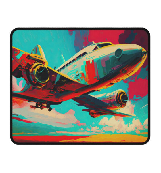 Aeroplane Themed Abstract Hand‑Painted : Non‑Slip Mouse Pads
