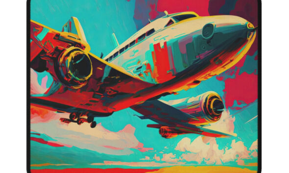 Aeroplane Themed Abstract Hand‑Painted : Non‑Slip Mouse Pads