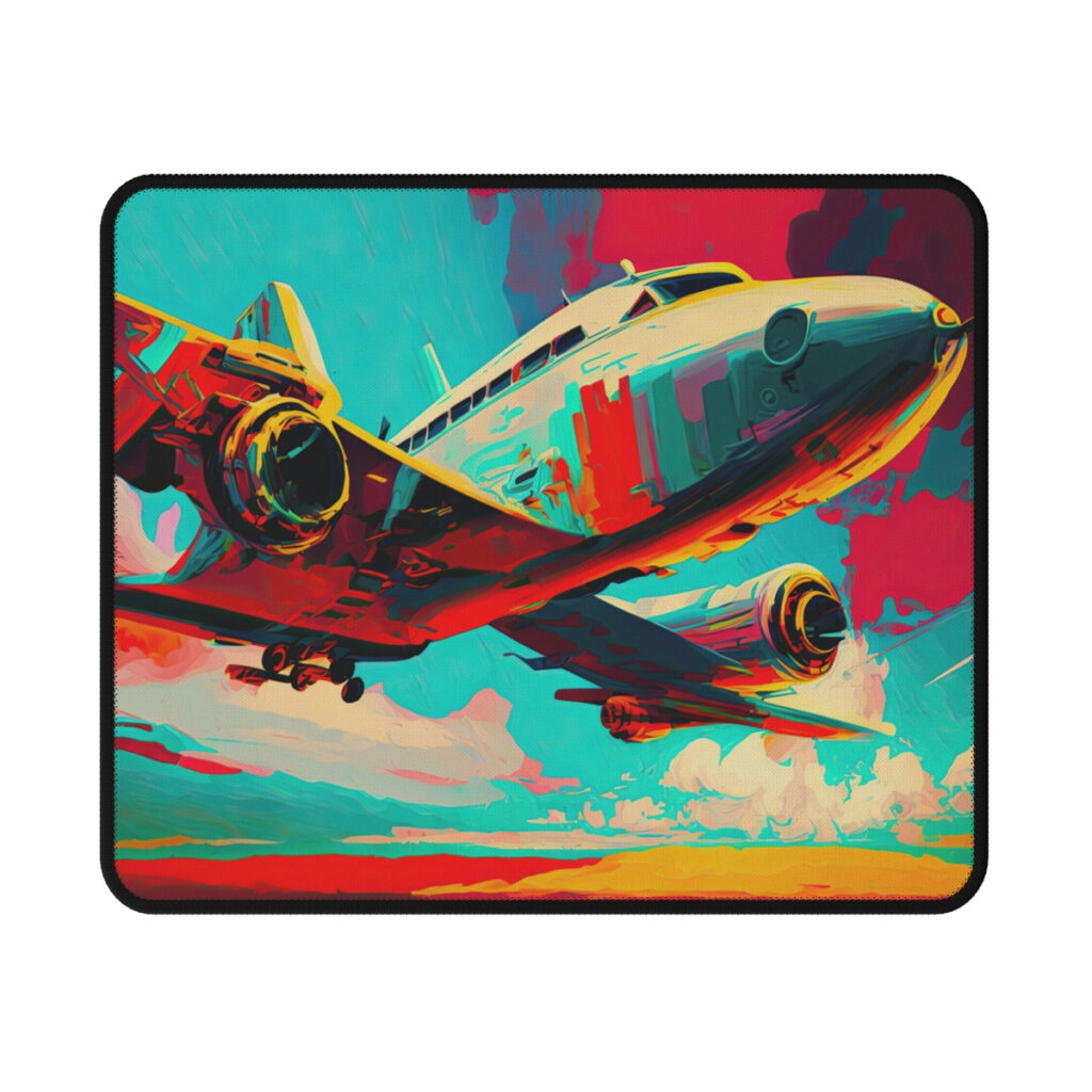 Aeroplane Themed Abstract Hand‑Painted : Non‑Slip Mouse Pads
