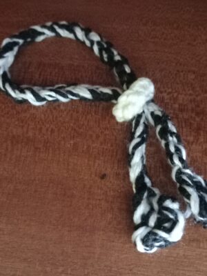 Hand Knitted Black & White Bracelet – Two‑Tone Twist Yarn Band