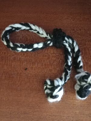 Hand Knitted Braided Bracelet – Black & White Contrast Fibre Band
