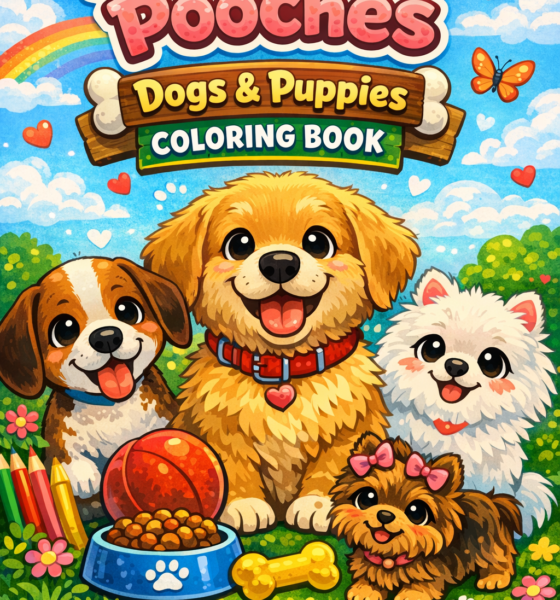 Adorable Pooches – Dogs & Puppies Coloring Book (24 Cute Pages!)