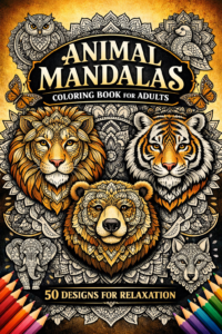 Animal Mandalas Coloring Book for Adults – 50 Designs for Relaxation (Instant Download)