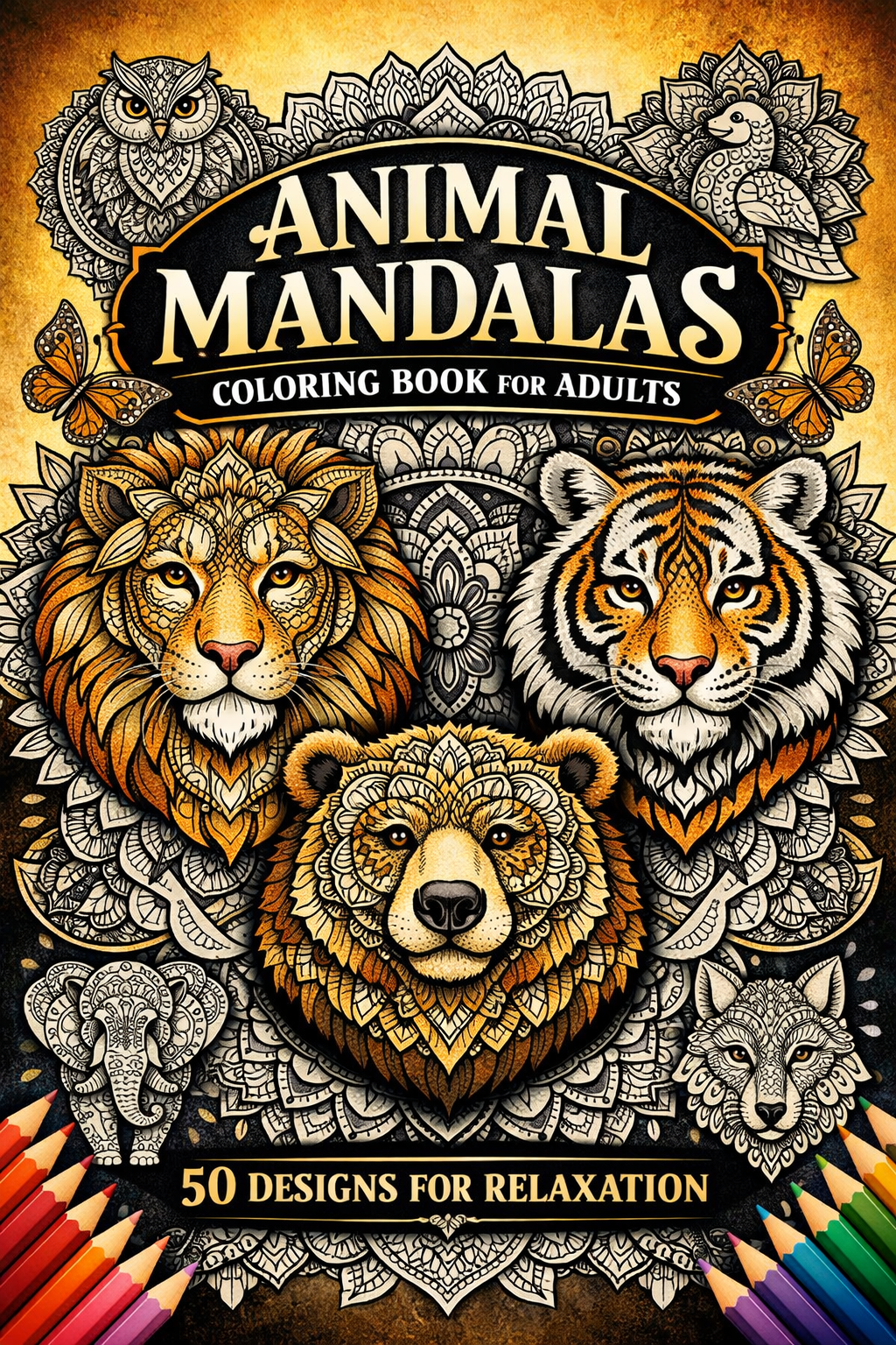 Animal Mandalas Coloring Book for Adults – 50 Designs for Relaxation (Instant Download)