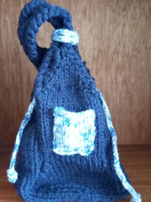 Hand‑Knitted Spaceship Bag 8″ × 6″
