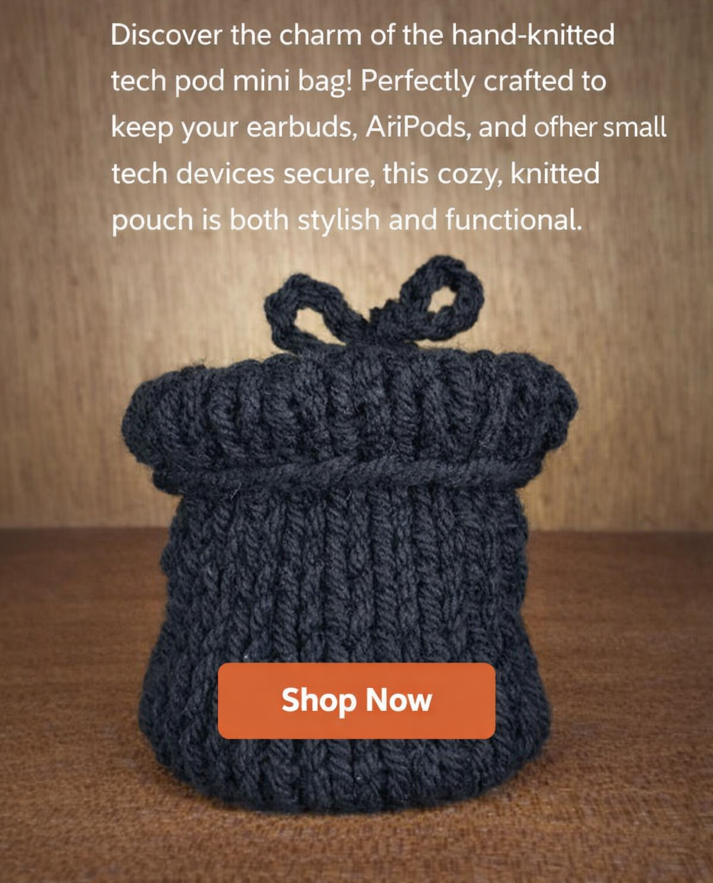 Hand‑Knitted Tech Pod Mini Bag – Textured, Handmade, Quiet‑Luxury Accessory for Everyday Carry