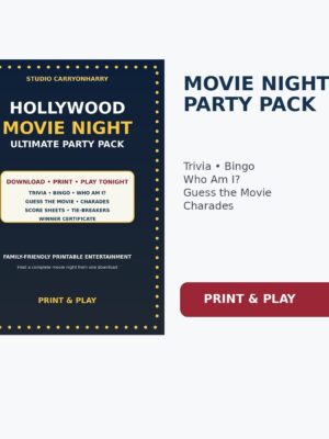 Hollywood Movie Night – Ultimate Printable Party Pack
