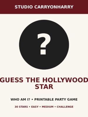 Studio CarryOnHarry Guess the Hollywood Star / Who Am I? Printable Game